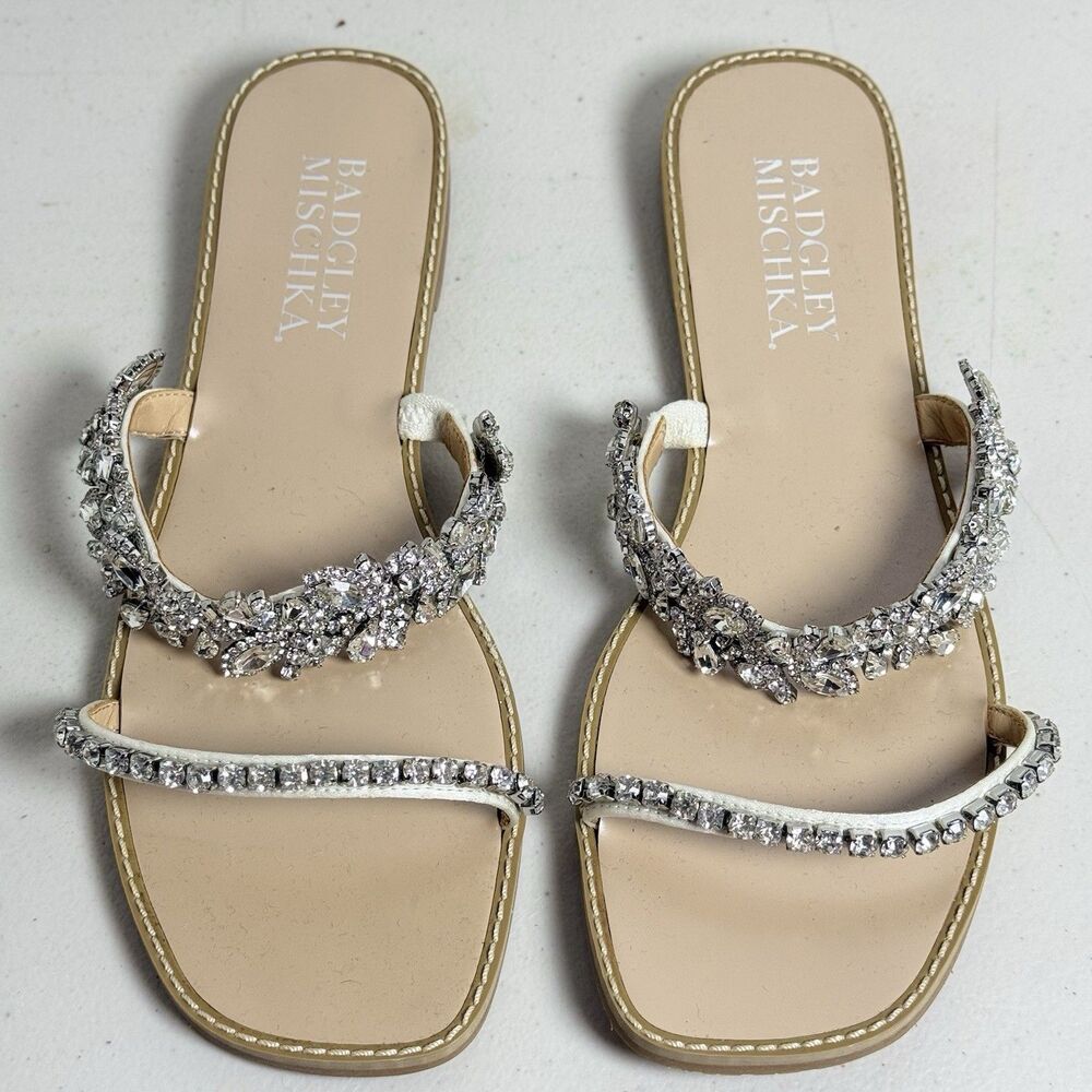 Badgley Mischka Rhinestone Bling shoes Flats Sandals Size 7